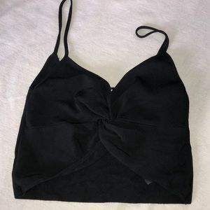 Zara Knit Black Twist Front Crop Top